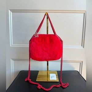 NWOT【STELLA MCCARTNEY 】Falabella Mini Faux Fur Shoulder Bag Lipstick